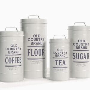 Farmhouse Metal Canister Set Country Cottage Enamelware Kitchen Staples